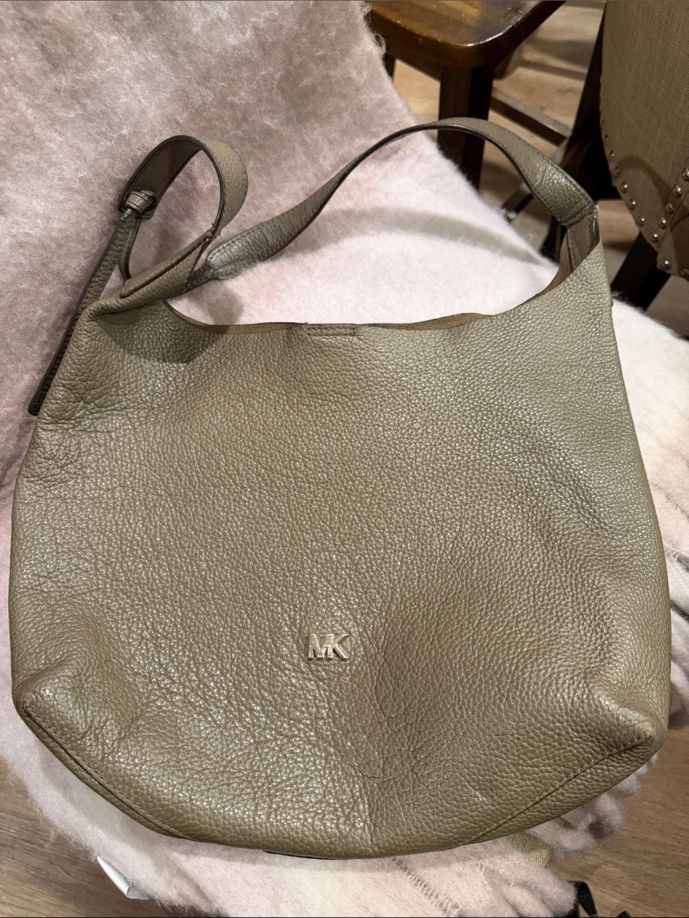 Michael Kors Pebbled Olive Shoulder Hobo Bag - Picture 3 of 10